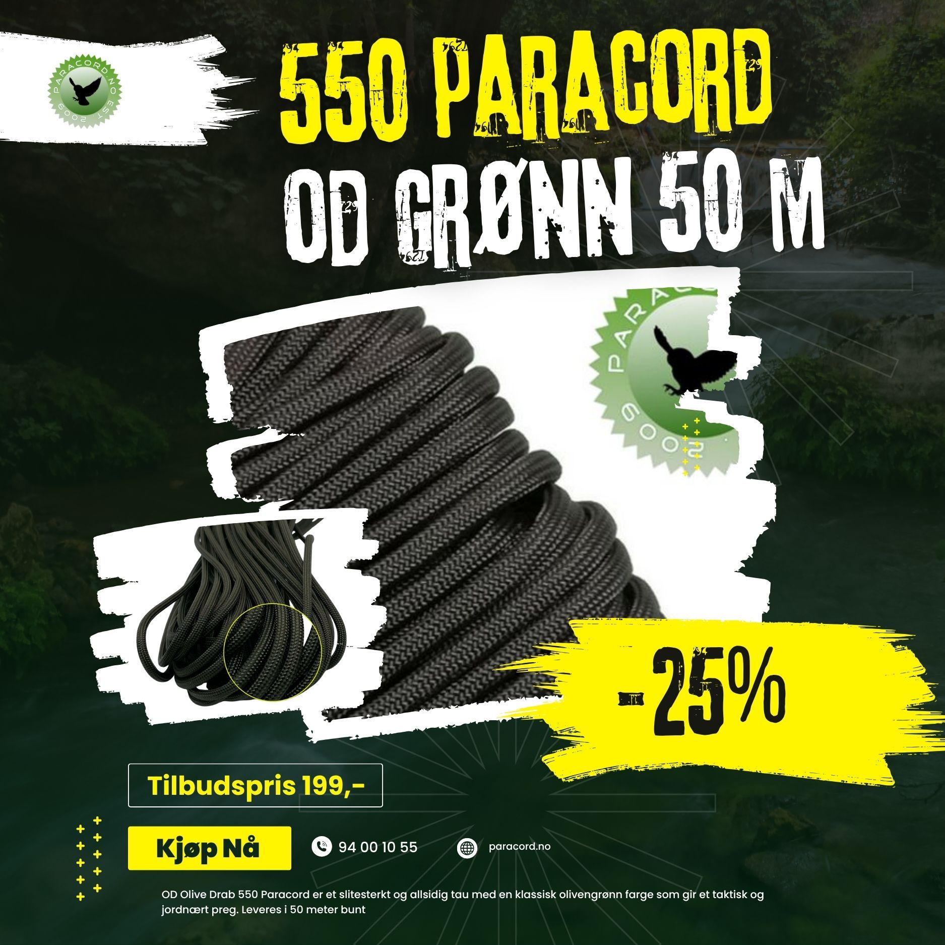 550 Paracord OD Grønn